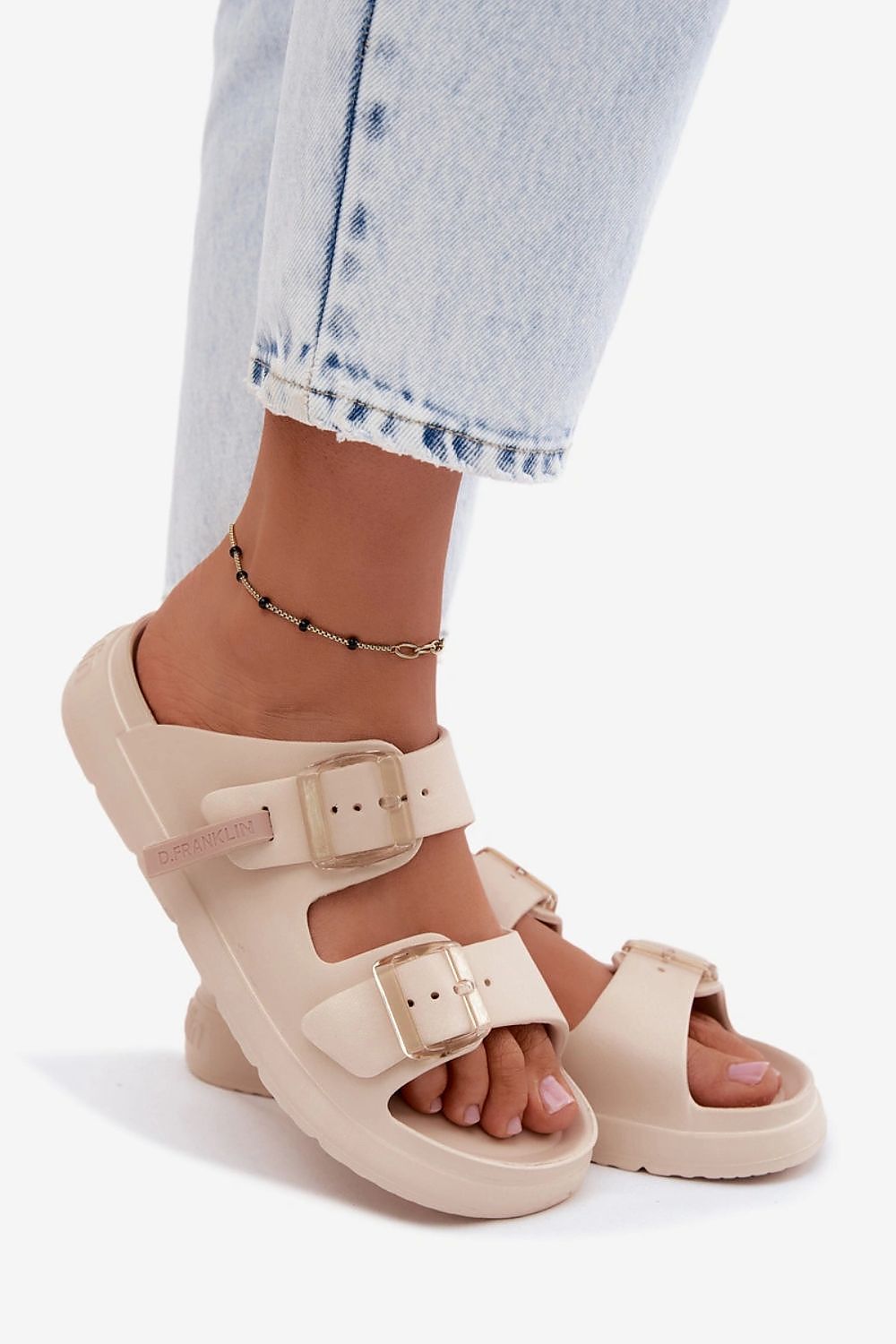 Women's Pink and Yellow Strap Detail Easy-fit Elastic Detail Platform Sandals view 20