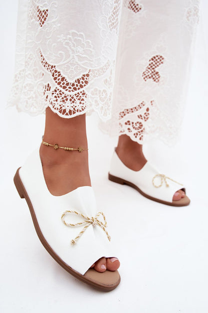 Women's White, Yellow, and Beige Faux Leather 2 Cm Heel Sandals front view