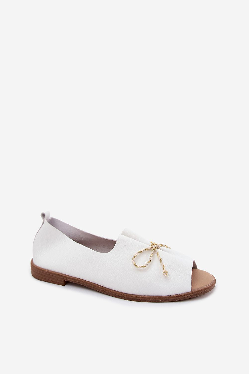 Women's White, Yellow, and Beige Faux Leather 2 Cm Heel Sandals side view