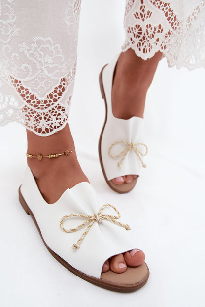 Women's White, Yellow, and Beige Faux Leather 2 Cm Heel Sandals detail view
