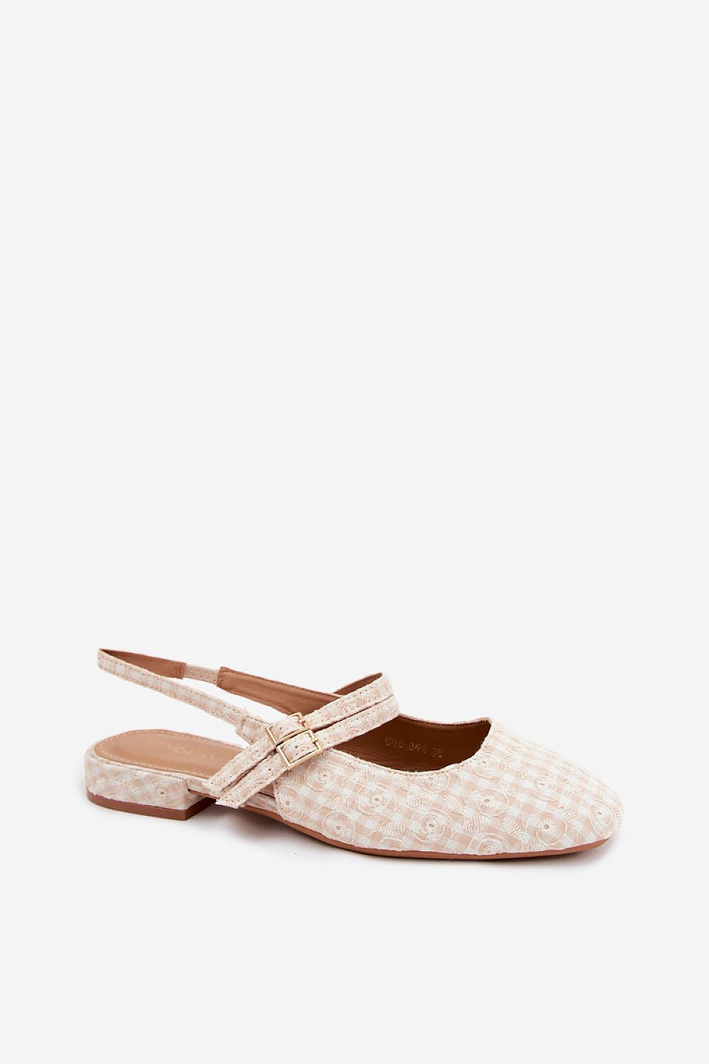 Women's Beige Fabric Strap Detail 2 Cm Heel Sandals side view
