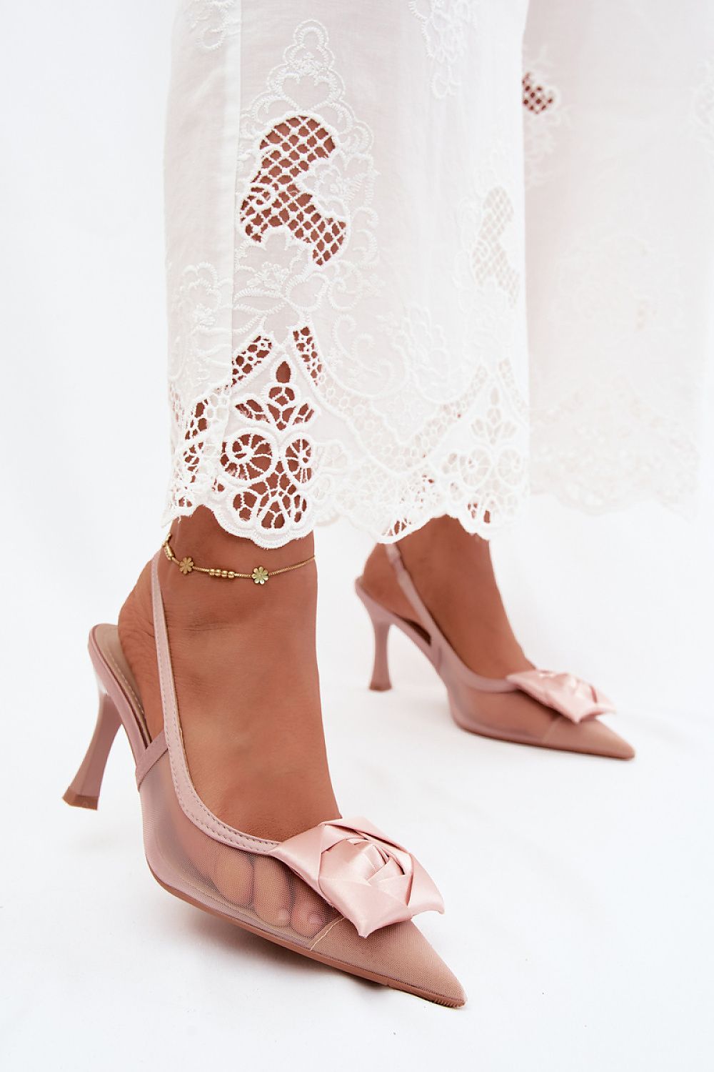 Women's Black, Beige, and Brown Heeled Sandals view 5