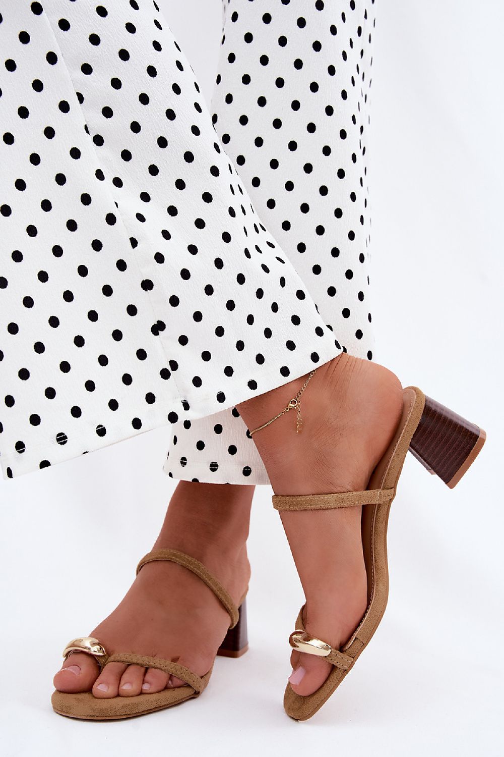 Women's Black, Brown, and Beige Suede Block Heel Heeled Sandals view 9