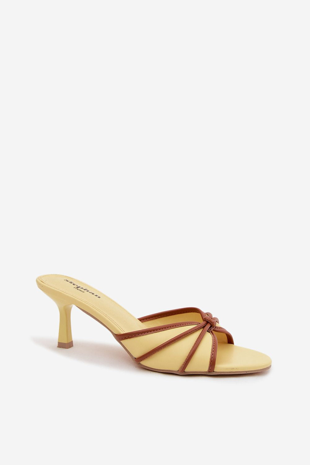 Women's Blue and Yellow Eco Leather Heeled Sandals view 5