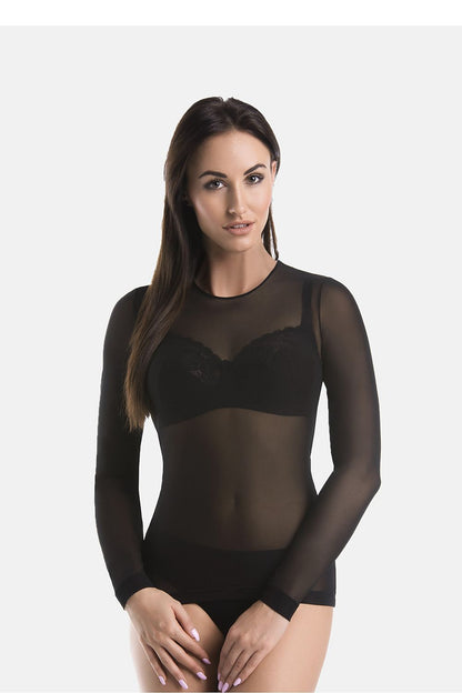 Women's semi-sheer purple long sleeve fitted blouse by Teyli
