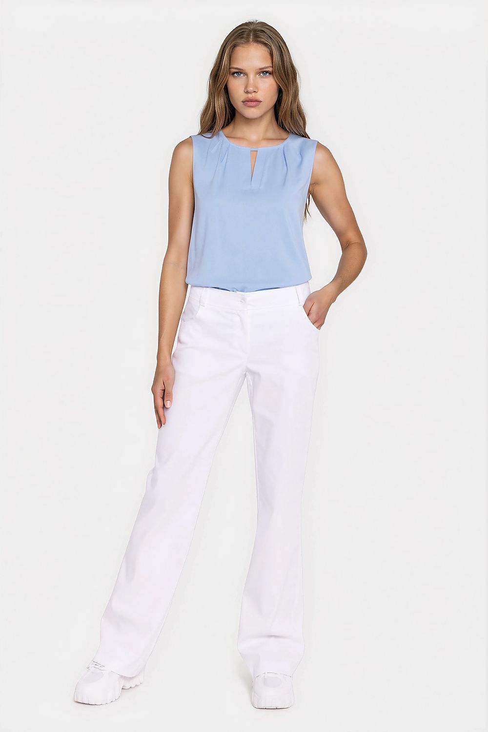 Women's white low-rise bootcut jeans classic denim trousers by Nife