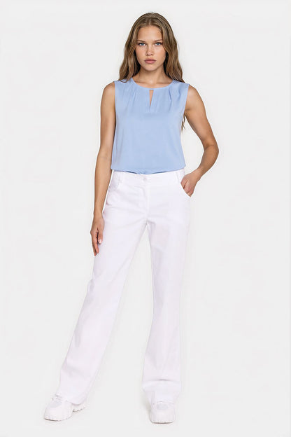 Women's white low-rise bootcut jeans classic denim trousers by Nife
