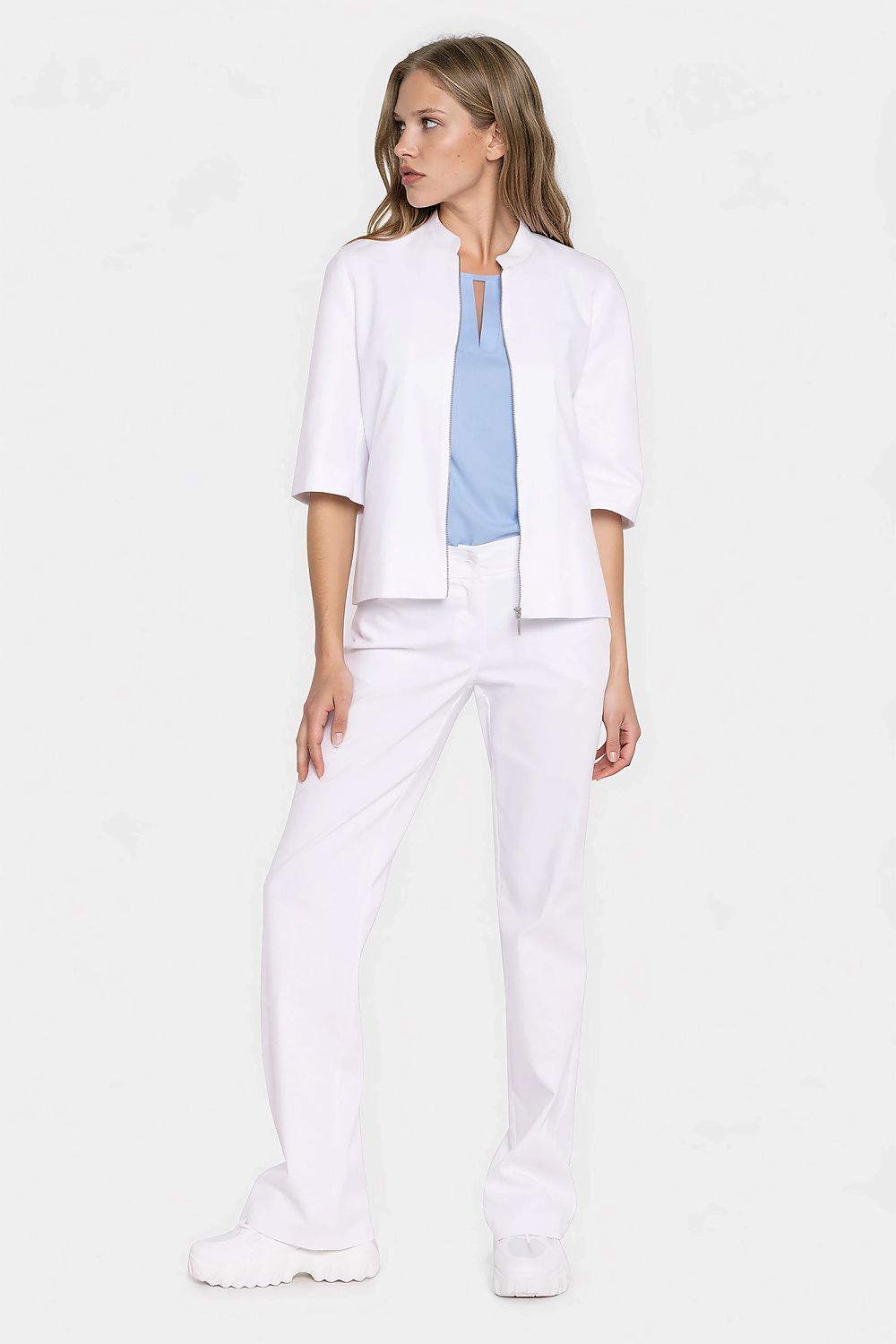 Women's white low-rise bootcut jeans classic denim trousers by Nife