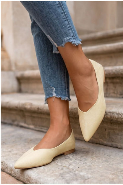 Women's Green, Yellow, and Brown Suede 0.5 Cm Heel Ballet Flats back view