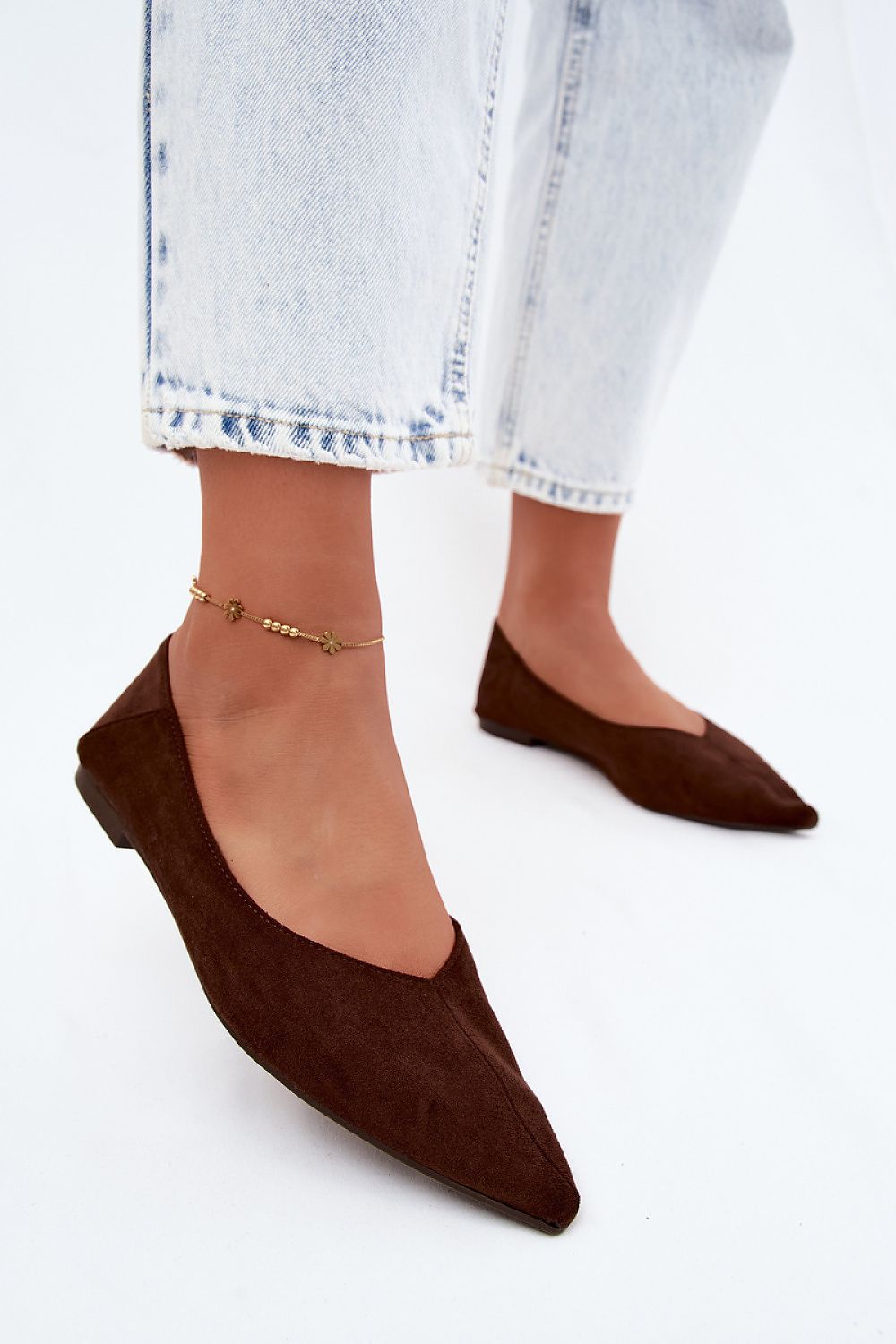 Women's Green, Yellow, and Brown Suede 0.5 Cm Heel Ballet Flats view 7