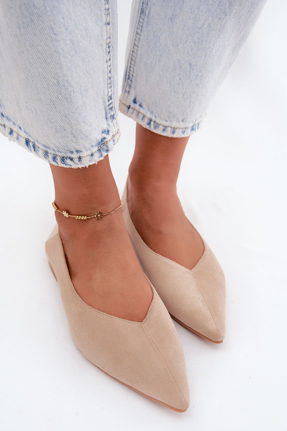 Women's Green, Yellow, and Brown Suede 0.5 Cm Heel Ballet Flats view 15