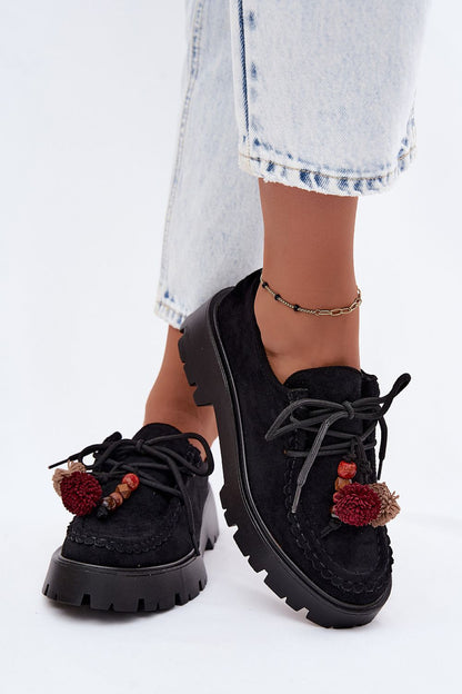 Women's Black, Brown, and Beige Suede Platform Ankle Boots front view