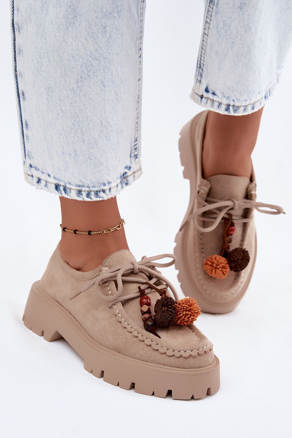 Women's Black, Brown, and Beige Suede Platform Ankle Boots view 8