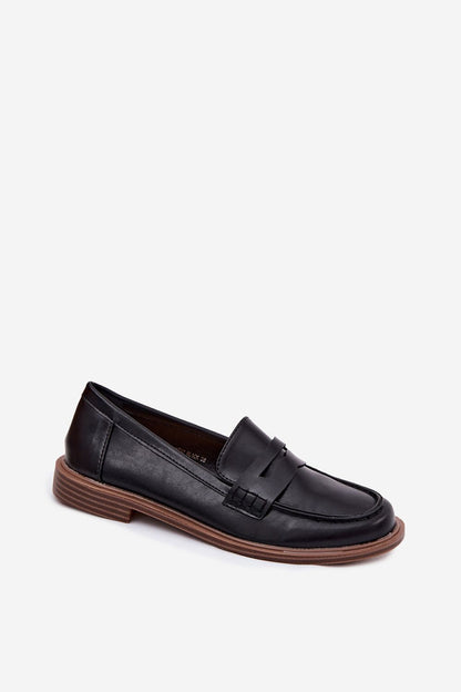 Women's Black and Brown Strap Detail 2 Cm Heel Moccasins side view