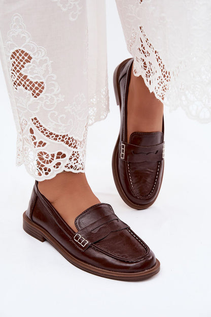 Women's Black and Brown Strap Detail 2 Cm Heel Moccasins view 6