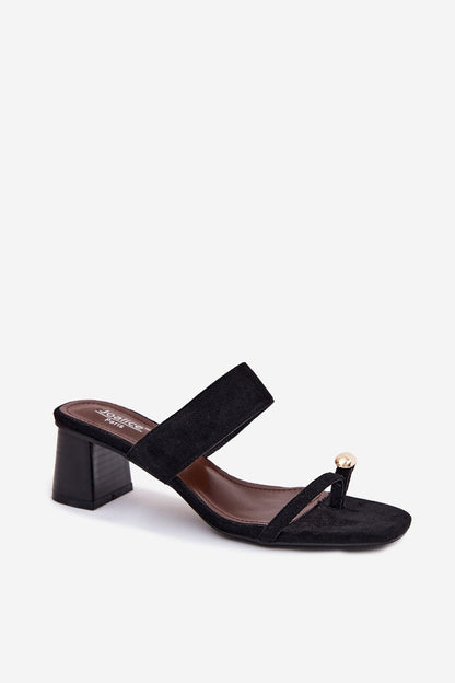 Women's Brown and Black Suede Heeled Sandals view 5
