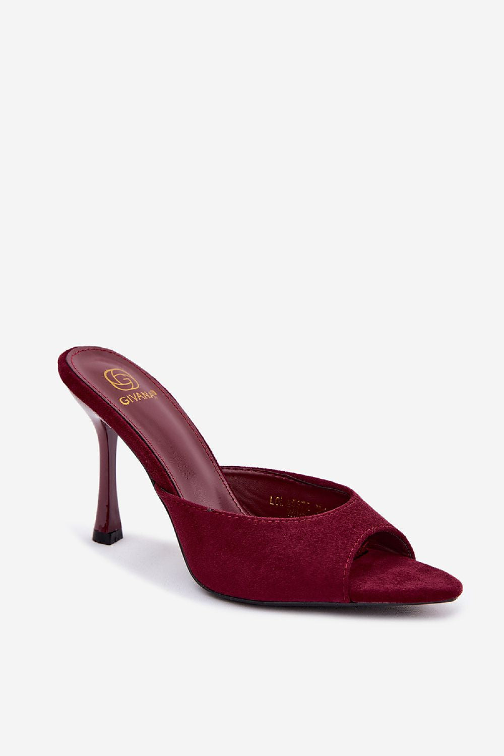 Women's Red, Black, and Beige Suede Heeled Sandals front view