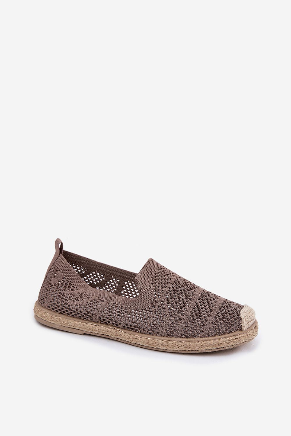Women's Beige and White Fabric Openwork Detail Espadrilles side view