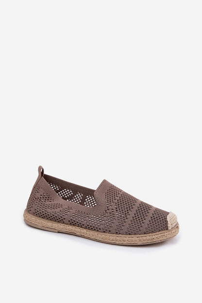 Women's Beige and White Fabric Openwork Detail Espadrilles side view
