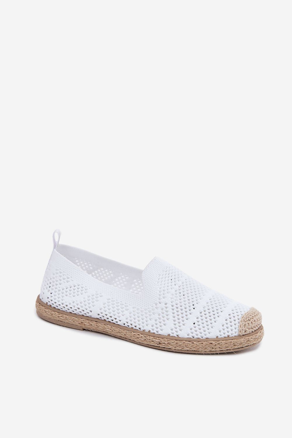 Women's Beige and White Fabric Openwork Detail Espadrilles view 8