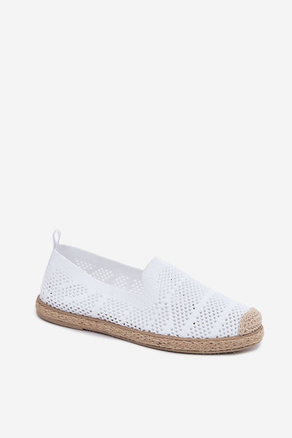 Women's Beige and White Fabric Openwork Detail Espadrilles view 8