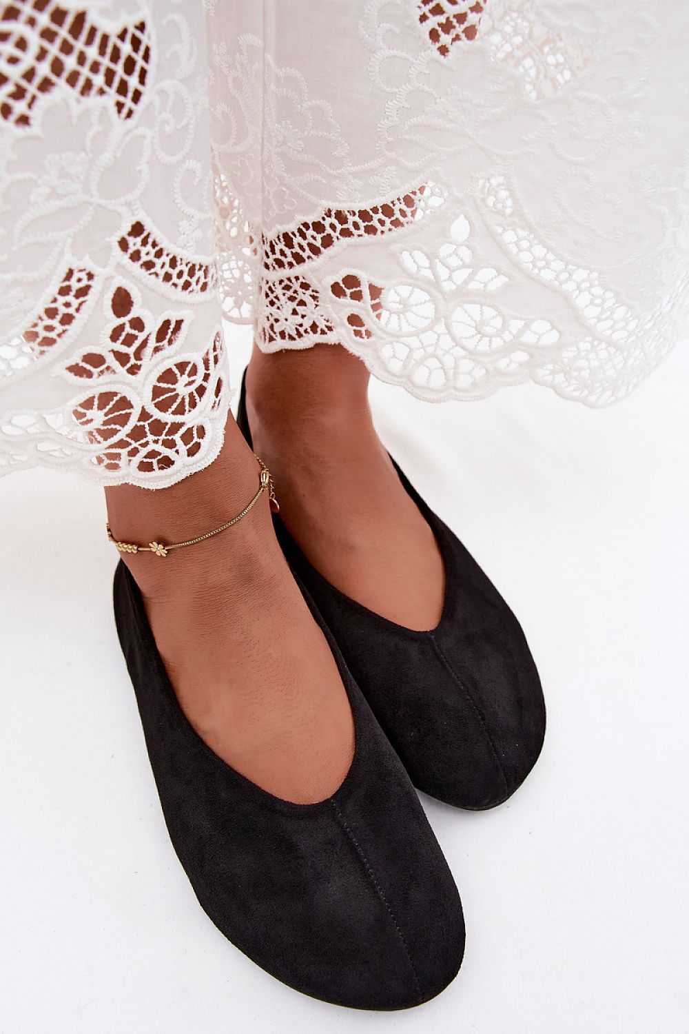 Women's Black, Violet, and Blue Suede 1 Cm Heel Ballet Flats detail view