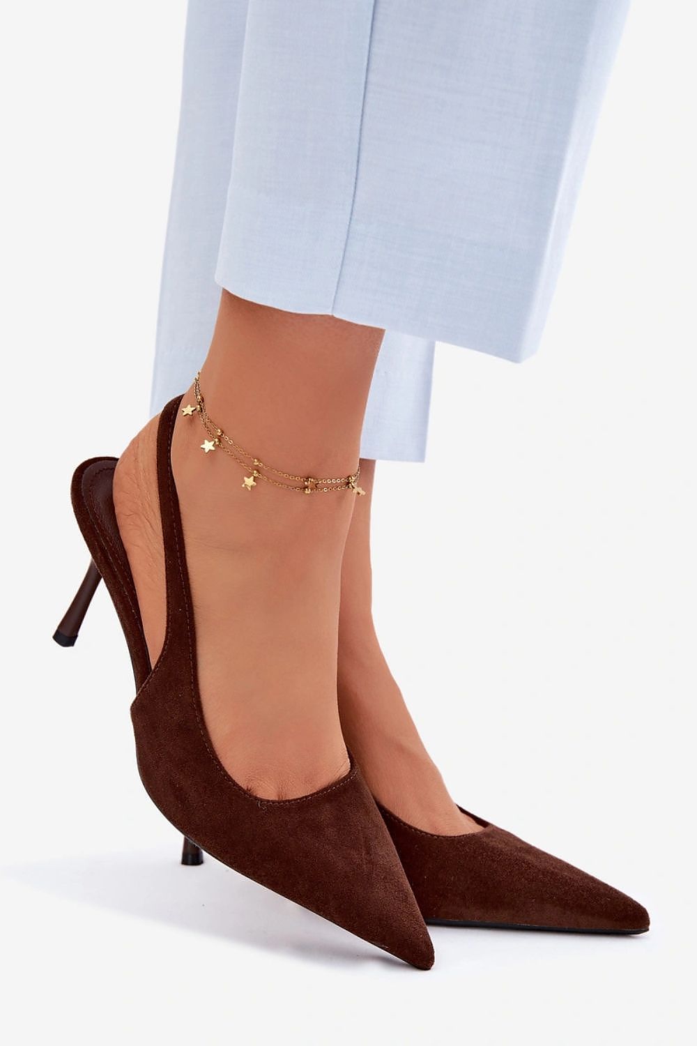 Women's Beige, Black, and Brown Suede Heeled Sandals view 10