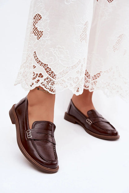 Women's Black and Brown Strap Detail 2 Cm Heel Moccasins view 7