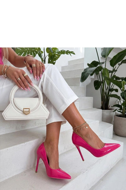 Women's Pink Faux Leather High Heels side view