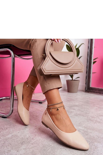 Women's Grey and Beige Faux Leather 2 Cm Heel Ballet Flats detail view