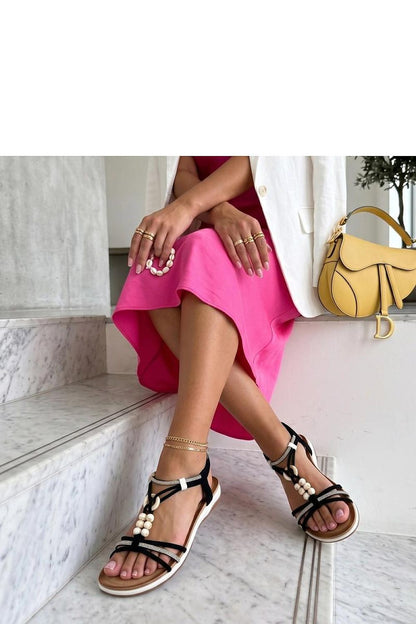 Women's Black Fabric Platform Sole Sandals Style 229010 front view