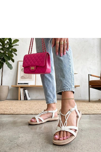 Women's White, Black, and Beige Fabric Platform Sole Sandals side view