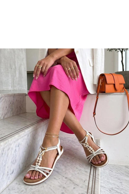 Women's White Fabric Platform Sole Sandals side view