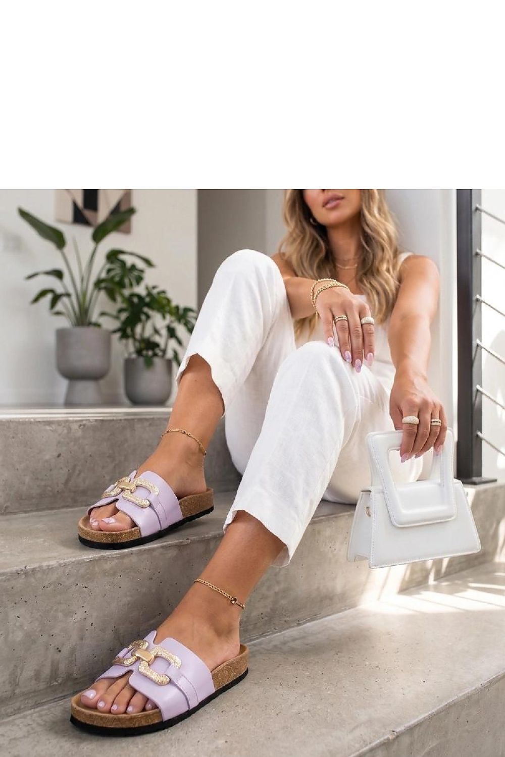 Women's Beige, Violet, and Pink Faux Leather Platform Sandals back view