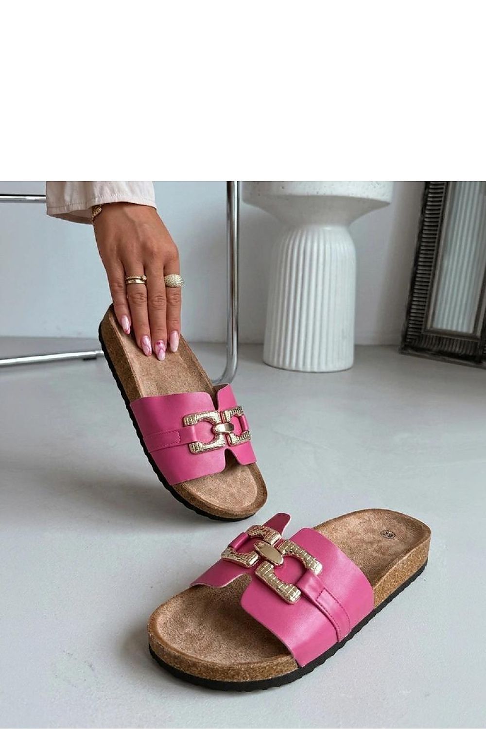 Women's Beige, Violet, and Pink Faux Leather Platform Sandals view 6