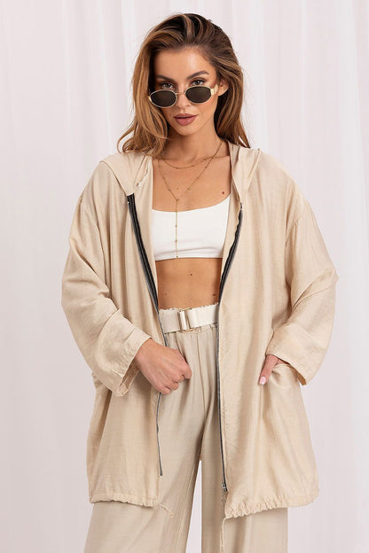 Women's Brown and Beige Easy-fit Elastic Detail Sweatshirt back view