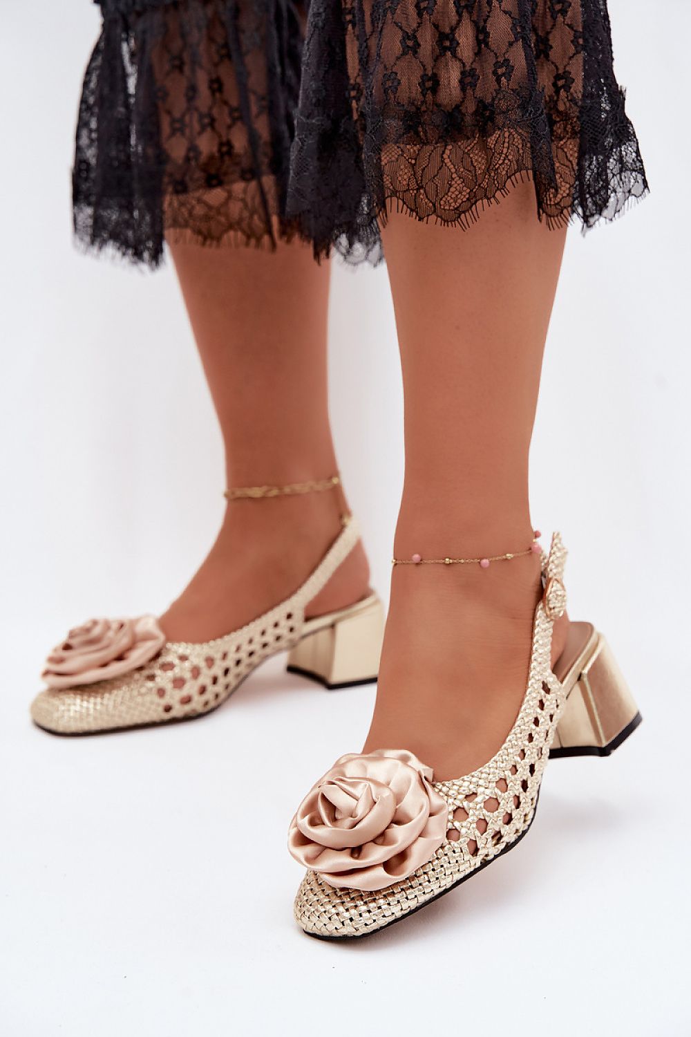 Women's Yellow Heeled Sandals front view