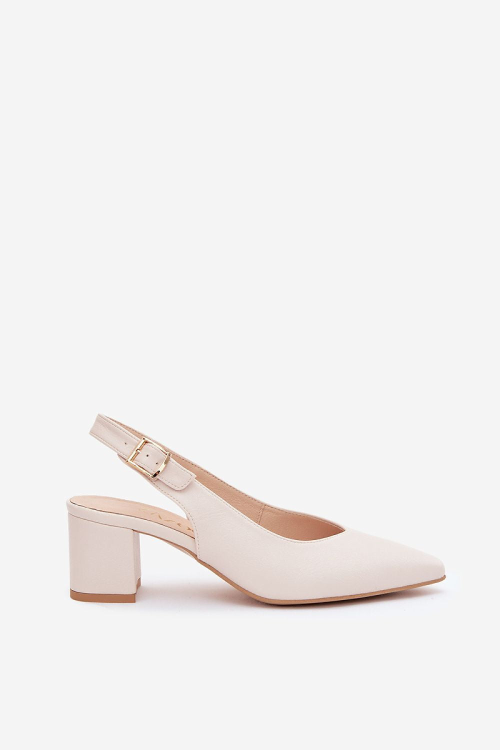 Women's Beige Faux Leather Strap Detail Heeled Sandals view 5