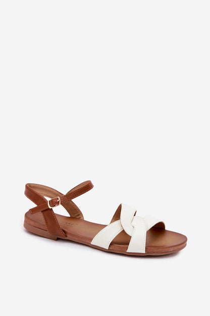 Women's White Faux Leather Strap Detail 1.5 Cm Heel Sandals side view