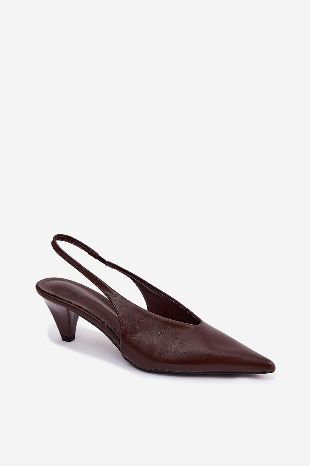 Women's Brown and Red Faux Leather Heeled Sandals side view
