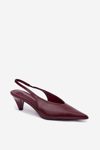 Women's Brown and Red Faux Leather Heeled Sandals view 6