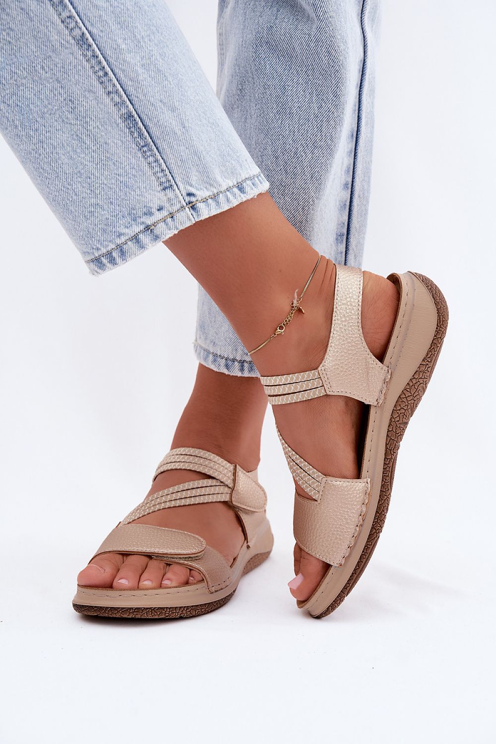 Women's Yellow Faux Leather Platform Sole Strap Detail Sandals detail view