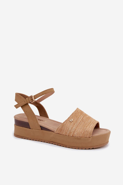 Women's Beige Strap Detail 5 Cm Heel Wedge Sandals view 6