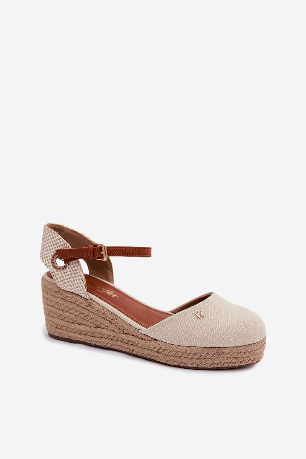 Women's Black and Beige Fabric Strap Detail 6.5 Cm Heel Wedge Sandals view 5