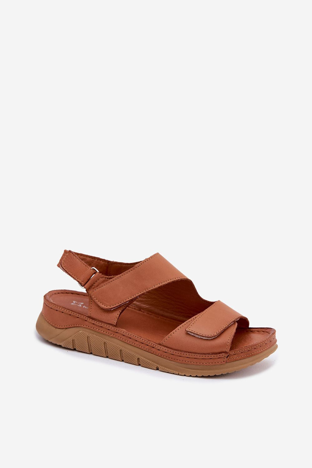 Women's White and Brown Leather Platform Sandals view 5