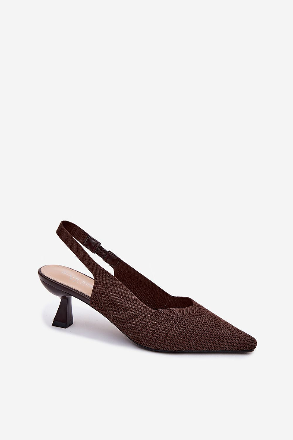 Women's Black, Brown, and Beige Fabric Heeled Sandals view 6