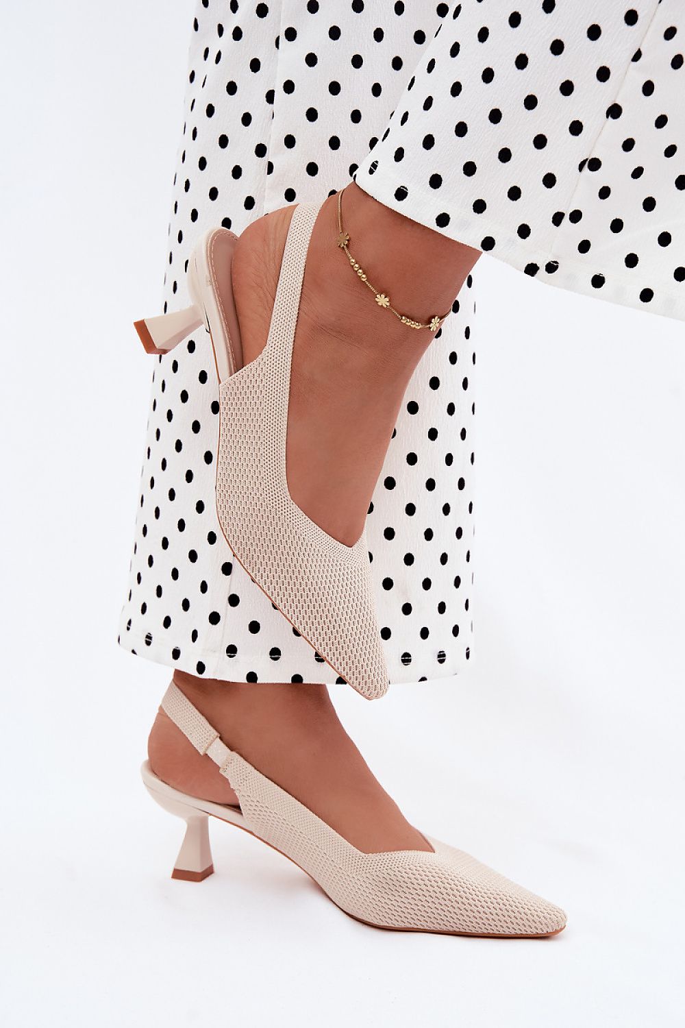 Women's Black, Brown, and Beige Fabric Heeled Sandals view 8