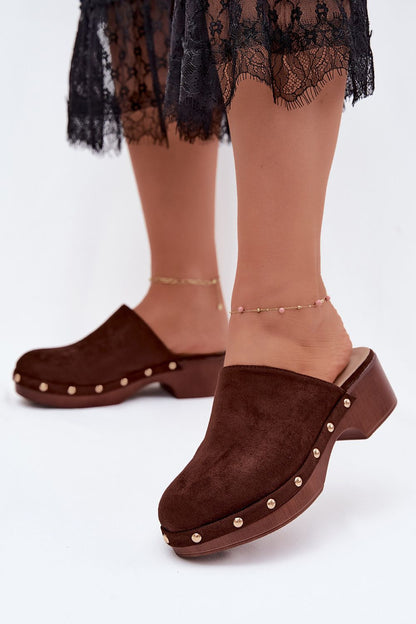 Women's Brown Suede Heeled Sandals detail view