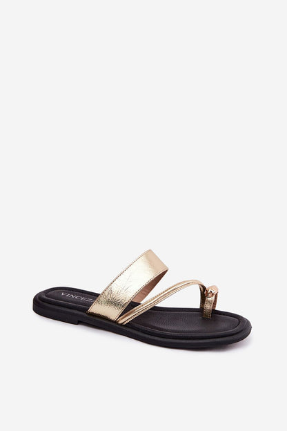Women's Yellow Leather 1 Cm Heel Flip-flops side view