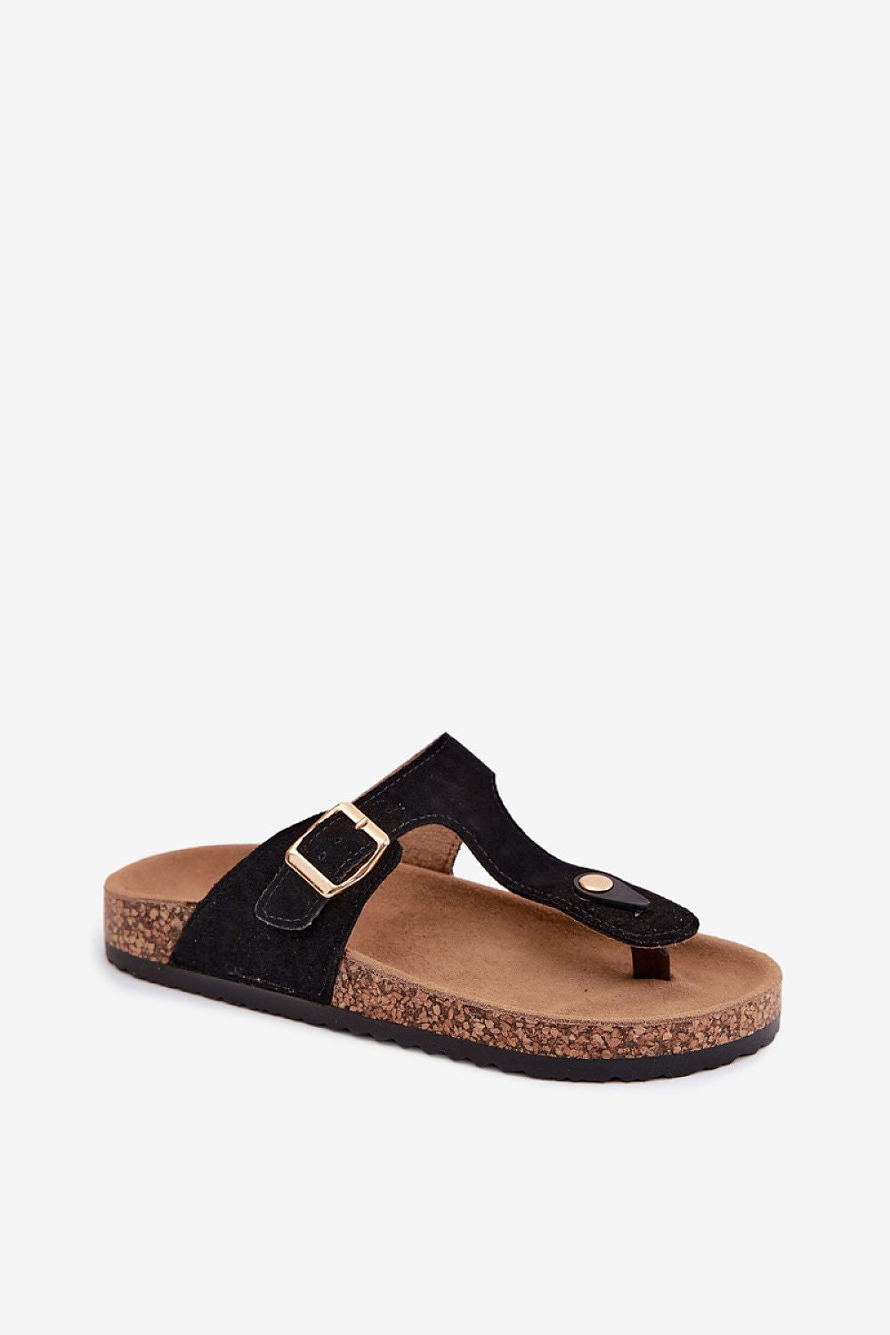 Women's Beige and Brown Suede Platform Sole Strap Detail Japanese Flip-flops view 11